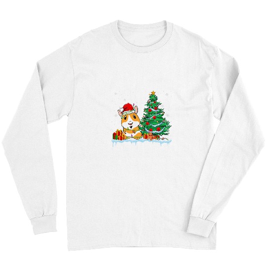 Guinea Pig Lover Christmas Guinea Pig Wearing Santa Hat Xmas Long Sleeves