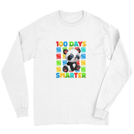 Funny Bear 100 Days Smarter Panda Bear Lovers Happy 100th Day Of School Cute Bears Long Sleeves