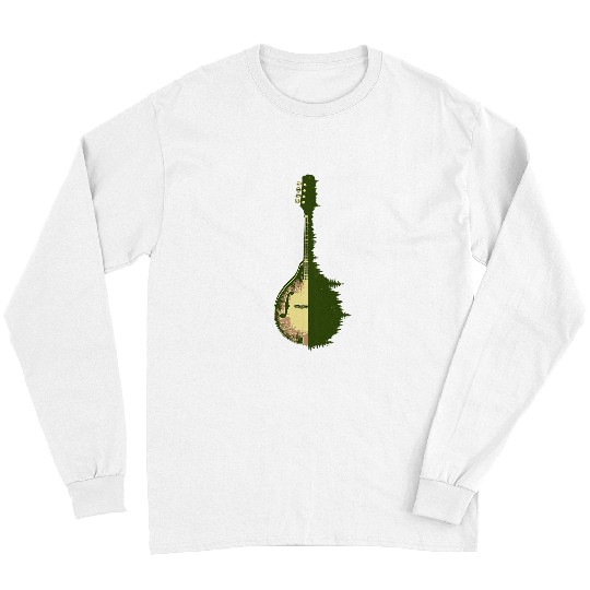 Funny Mandolin Trees Reflection 80s Retro Outdoor Bluegrass Long Sleeves