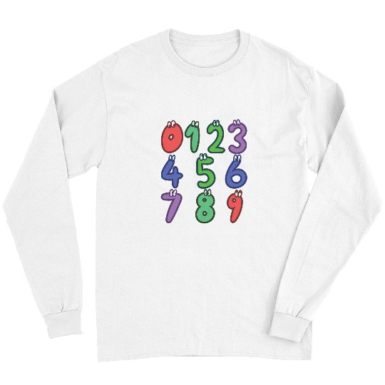 Funny cute bubble balloon Numbers Math day kids 2white Long Sleeves