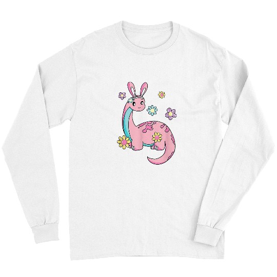 brontosaurus bunny ears egg easter day dinosaur dino boys Long Sleeves