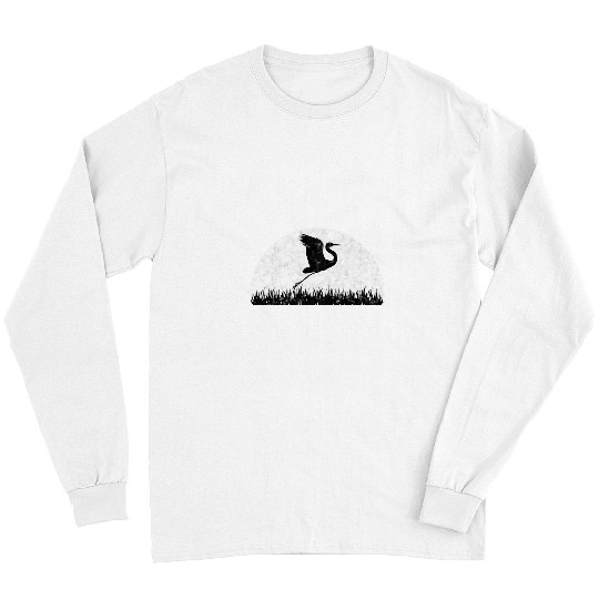 Heron Crane Power Animal Symbols Japan Heron Fish Long Sleeves