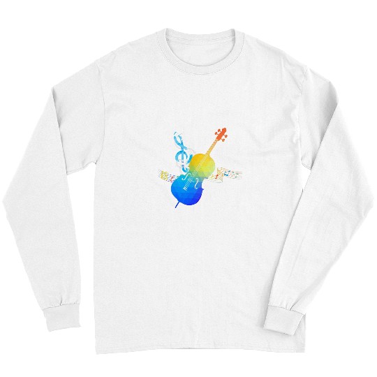 Funny Cellist Musician Cellist Treble Clef Cello Player Orchestra Cello Long Sleeves