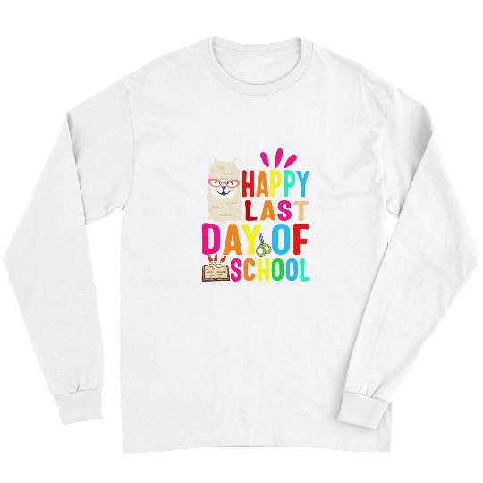 Happy Last Day Of School Teacher No Probllama Llama Student Long Sleeves