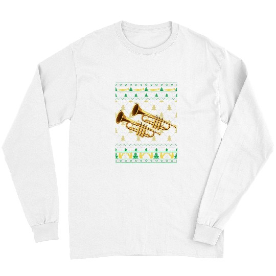 Funny Trumpet Ugly Christmas Holiday Band Long Sleeves