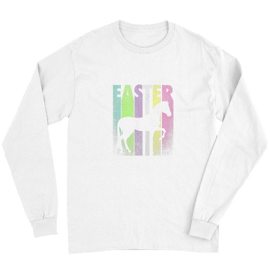 Horse Lover Riding Equestrian Love Happy Easter vintages Retro Girl 21 Long Sleeves