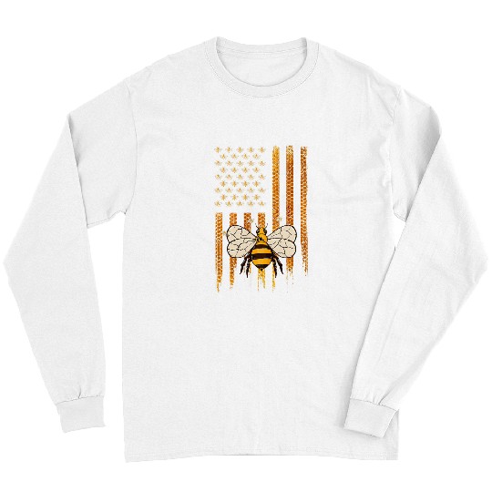 Beekeeping American Flag Honeycomb Honey Bees Beekeeper Long Sleeves