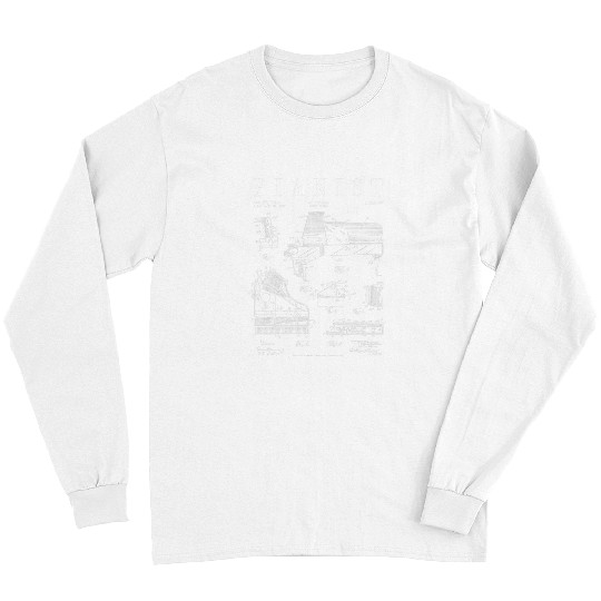 Funny Piano Music Grand Piano Old vintages Patent Pianist Drawing Print Long Sleeves