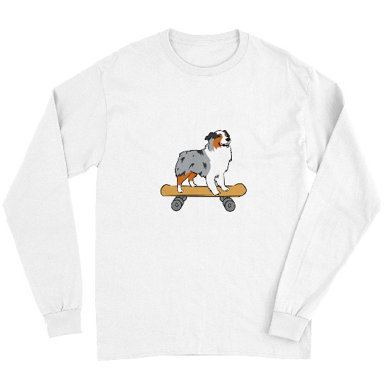 Aussie Skateboard Love Australian Shepherds Long Sleeves