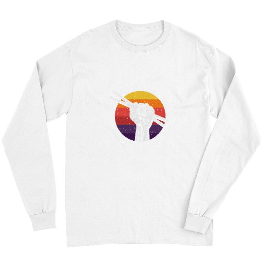 Funny Drummer Fist Drumsticks Music Retro Drums Long Sleeves
