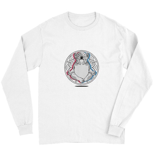 English Bulldog Pet Namaste Bulldog Mandala Lotus Meditation English Bulldog 1 Long Sleeves