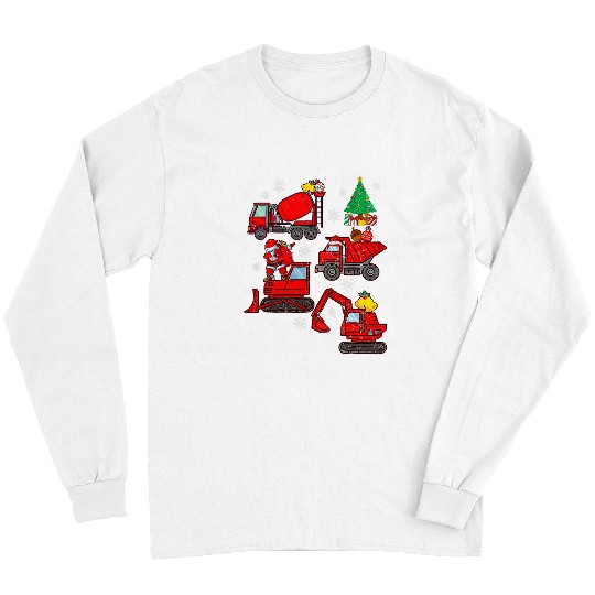 christmas crane truck construction santa toddler boys kids Long Sleeves