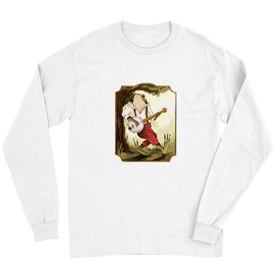 Funny Banjo Frog Banjo Frog vintages Toad Music Musician Tree Long Sleeves
