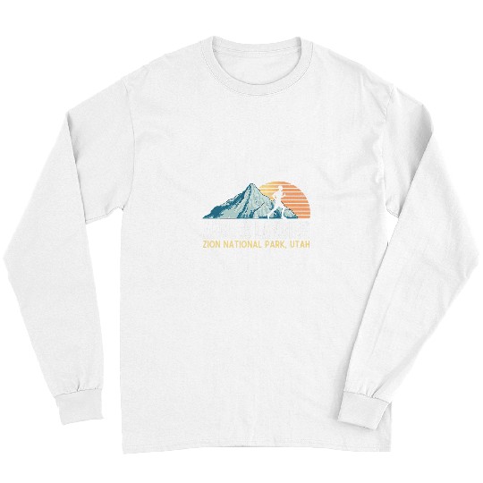 Hiking Hiker Angels Landing Hiking Trail vintages Zion National Park Utah Hike Long Sleeves