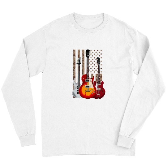 Guitarist Musical Instrument Camouflage USA Flag Guitar Long Sleeves