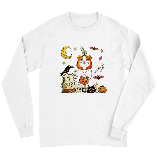 Guinea Pig Pumpkin Face As Boo ghosts Halloween Costume Kids Long Sleeves