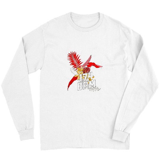 Funny Drummer s Drummer 174 BPM DnB Music Junglist Tropical Flower Long Sleeves