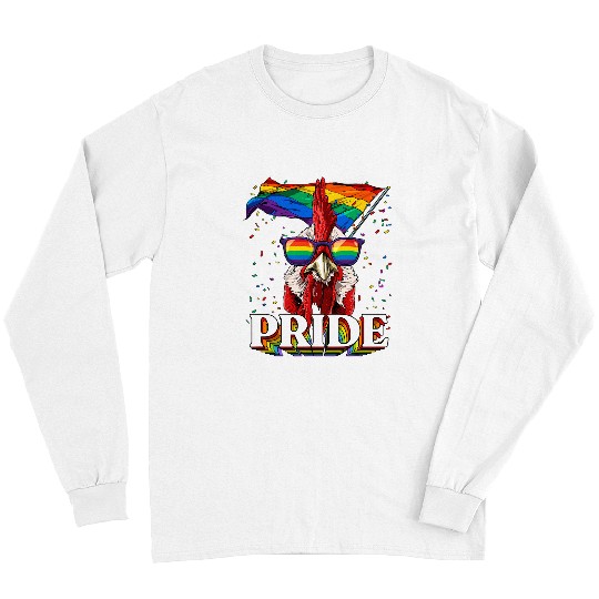 Chicken Lover Pride LGBTQ Chicken Rainbow Flag Pride Month Rooster Animal Long Sleeves