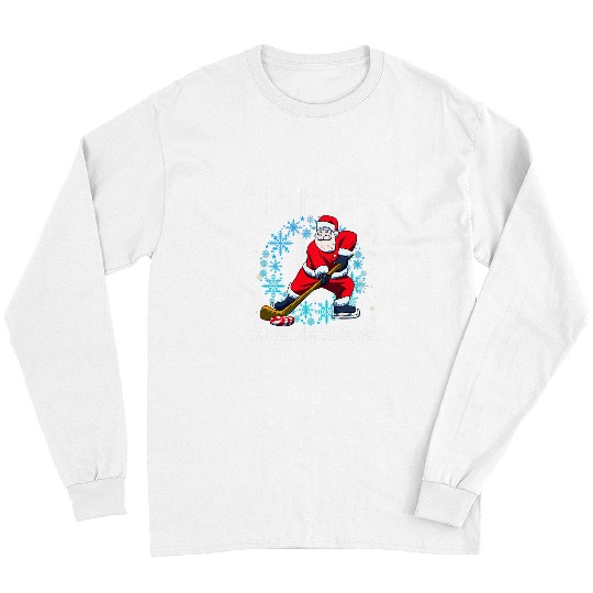Sport Hockey Santa Playing Ice Hockey Happy Hockey Days Long Sleeves
