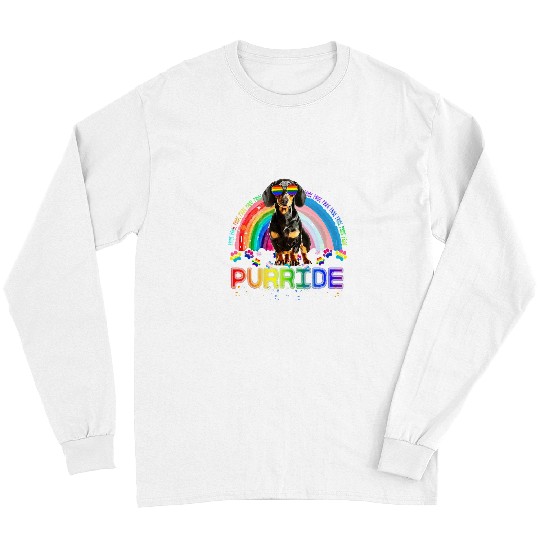 Dachshund Pet Funny Dachshund Gay Pride Rainbow Sunglasses LGBTQ Long Sleeves