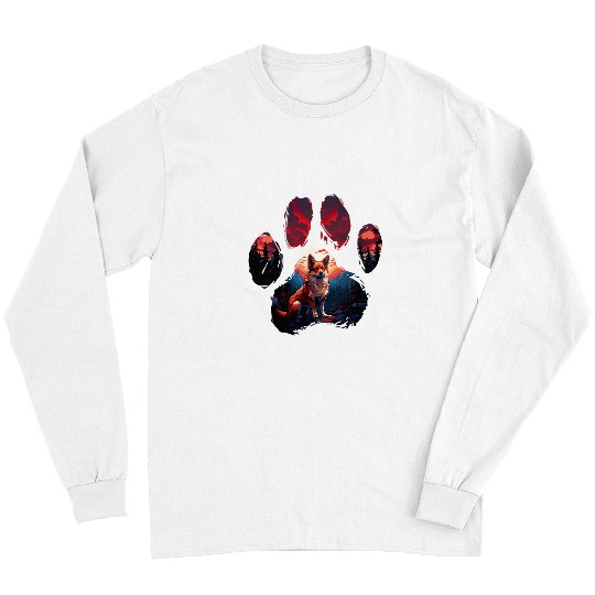 Corgi Pet Clear Red Corgi Paw Mountain Design Dog Mom Dad 2 Long Sleeves