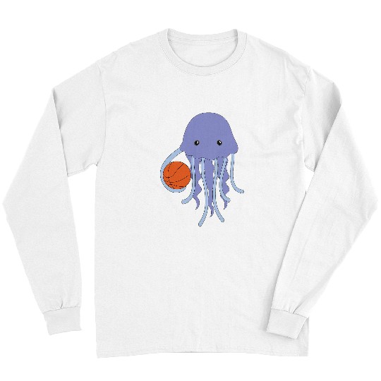 Sport Basketball Jellyfish Playing Basketball Octopuss Basketball Player Long Sleeves
