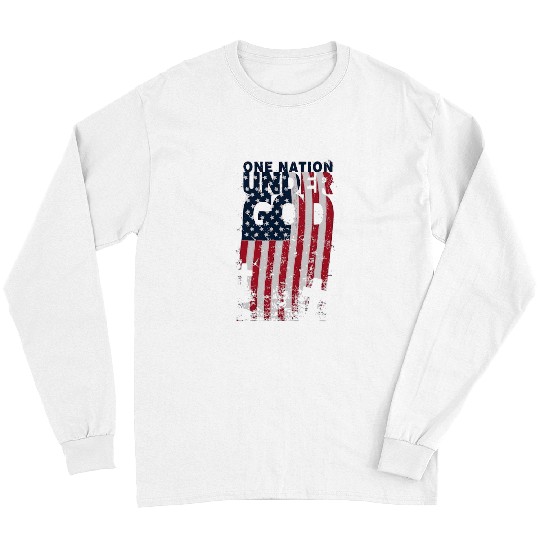 Christian ONE NATION UNDER GOD Christian Cross American Flag Christ Long Sleeves