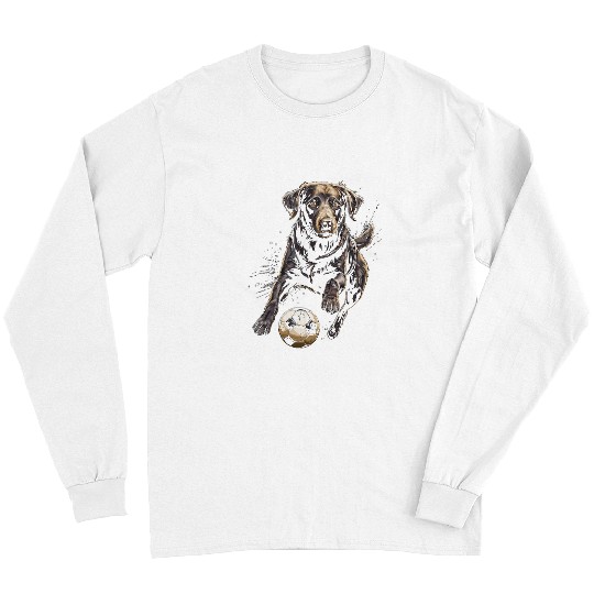 Sport Soccer Brown Labrador Playing Soccer Long Sleeves
