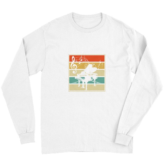 Funny Piano Music Retro Royal Piano Player Classical Music Treble Clef Piano Long Sleeves