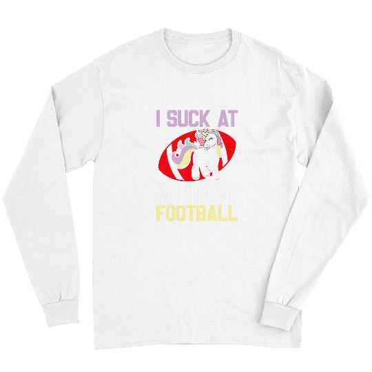 Sport American Football I Suck At Fantasy Football Rainbow Unicorns Poop Loser Funny Long Sleeves