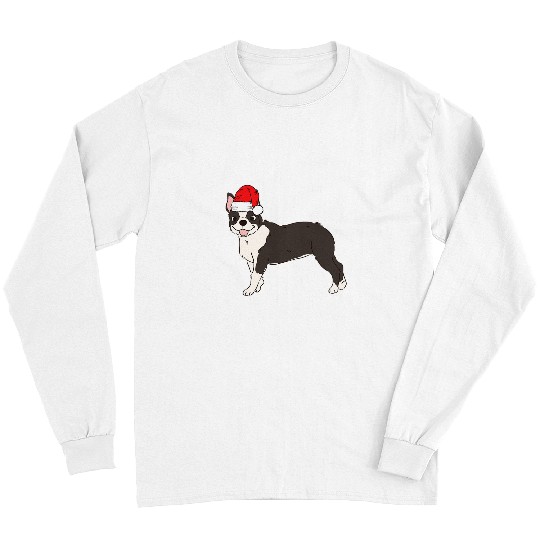 Boston Terrier Pet Santa Boston Terrier Winter Christmas Dog Mom Holiday 3 Long Sleeves