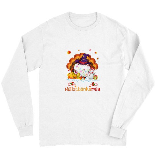 Sport Baseball Happy HalloThanksMas Thanksgiving Christmas Gifts48 Long Sleeves