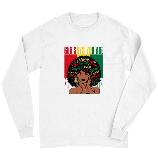 Christian Says You Are Christian Black Queen BHM BLM Afro Girls 69 Christ Long Sleeves