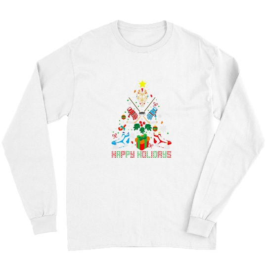 Sport Hockey Santa Hat Christmas Tree Pajama Cool Sport Xmas Long Sleeves