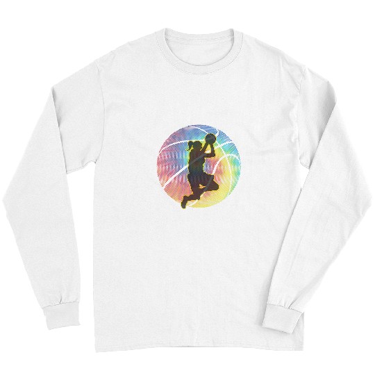 Funny Basketball Girls Basketball Tie Dye Rainbow Multi Color Ball Long Sleeves