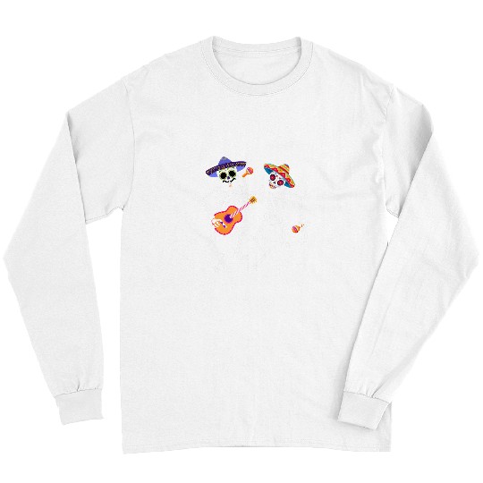 Funny Guitar Dancing Skeletons Guitar Dia De Los Muertos Calavera Day Deads Skull Long Sleeves