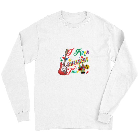 Funny Guitar I Rock Out To A Different Tune Autism Awareness Guitar Bass Guitarist Long Sleeves