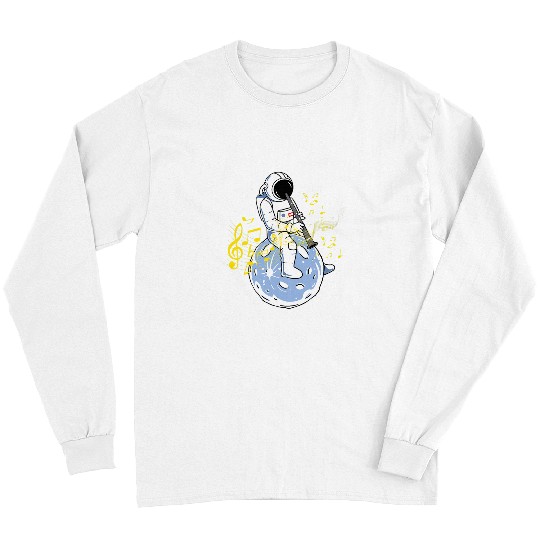 Funny Clarinet Astronauts Playing Clarinet for Clarinet Player Long Sleeves