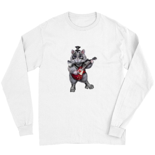 Funny Guitar Hamsters Punk Rock Hamster Playing Electric Guitarist Long Sleeves