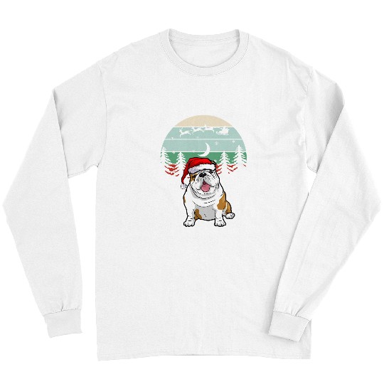 English Bulldog Pet Retro English Bulldog Christmas Vintage Dog Lover Xmas Long Sleeves