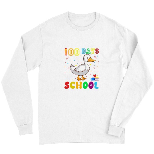 Funny Duck Lover Boys Girls 100 Days of School Long Sleeves