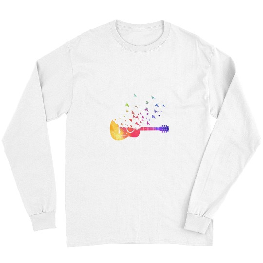 Funny Guitar Colorful Acoustic Guitar Birds Music Teacher Guitarist Long Sleeves