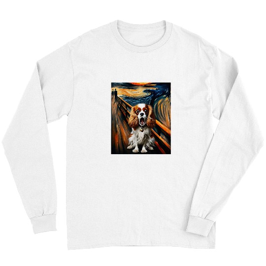 Cavalier Pet Expressionist Artsy Dog Cavalier King Charles Spaniel Long Sleeves