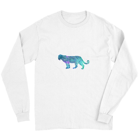 Funny Violin Cheetah Gift Violin Lover Cyan Blue Violet teal Cheetah For Animals Lover Long Sleeves