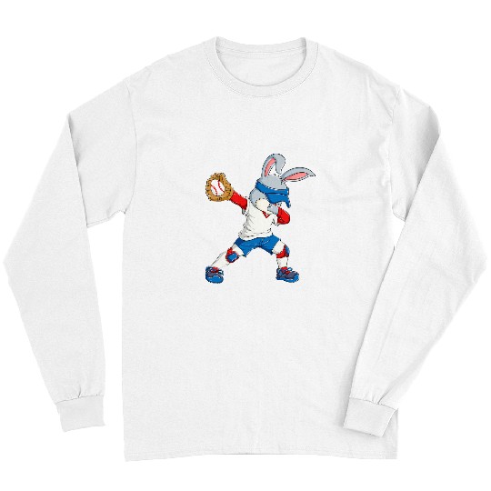Sport Baseball Dabbings Bunny Easter Day Baseball Catcher Happy Easter Boys Long Sleeves