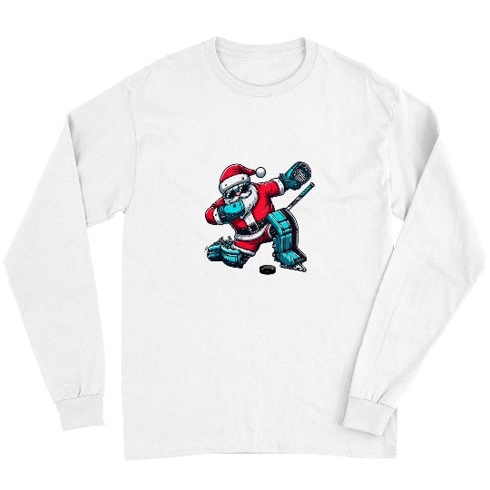 Sport Hockey Santa Dabbings Hockey Goalie Goalkeeper Goaltender Christmas Long Sleeves