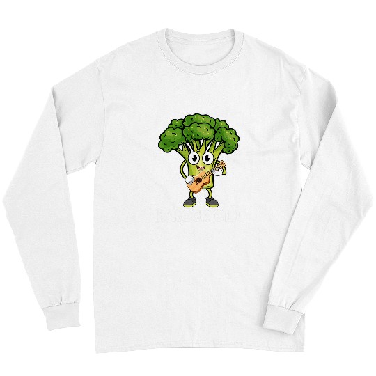 Funny Guitar Broccoli Rock Funny Broccoli Lover Rock Guitarist Vegan Pun Guitarist Long Sleeves