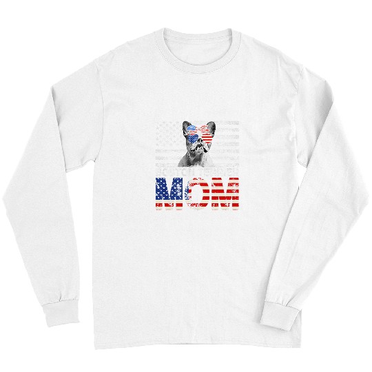 Boston Terrier Pet Womens Cool Boston Terrier Mom USA Flag Patriotic Mothers Day Long Sleeves