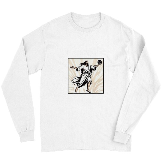 Sport Basketball He Is Risen Rizzin Funny Easter Jesus Playing Basketball 1 Long Sleeves