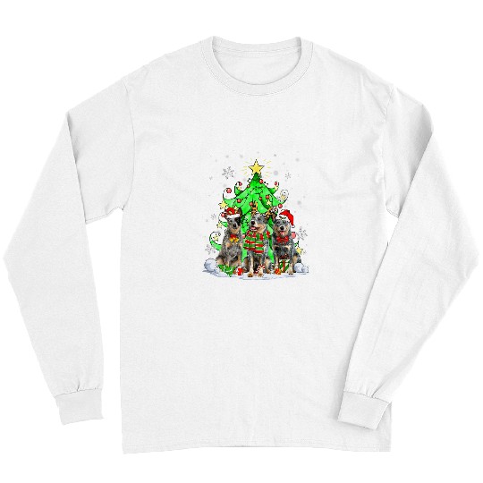 Australian Cattle Pet Santa Australian Cattle Dog Squad Christmas Tree Lights Long Sleeves
